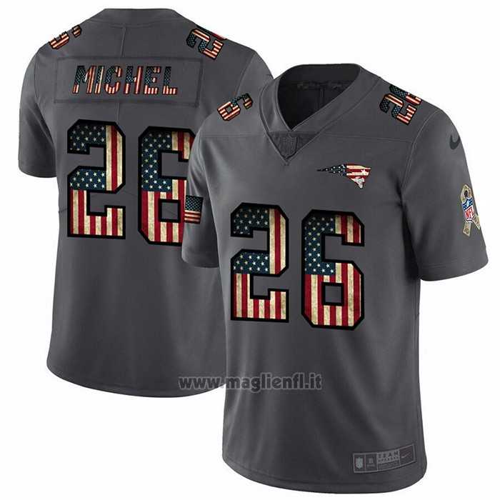 Maglia NFL Limited New England Patriots Michel Retro Flag Nero